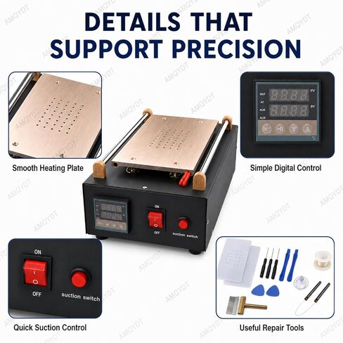 LCD Screen Separator Machine, Mobile Phone Screen Separator with Built-in Vacuum Pump, Digital Temperature Control, PTC Aluminum Heating Plate and Silicone Pad for Smartphone Touchscreen Repair in Saudi Arabia