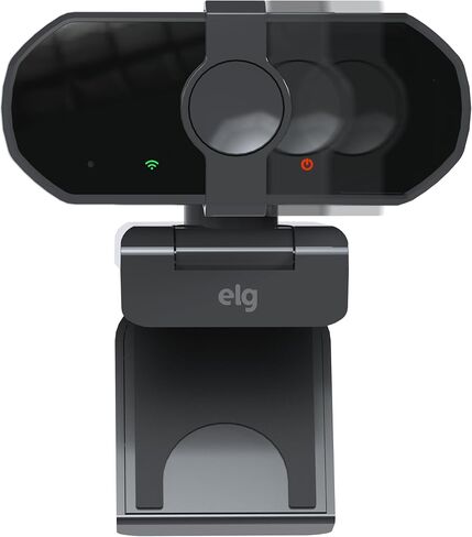 كاميرا ويب ELG Full HD 1080p مع ميكروفون وغطاء للخصوصية، تركيز تلقائي، ميكروفون لإلغاء الضوضاء، دوران 360 درجة، كاميرا ويب USB للكمبيوتر الشخصي/Mac/الكمبيوتر المحمول، Zoom/Teams/Skype، متضمن محول USB-C، أسود in Kuwait