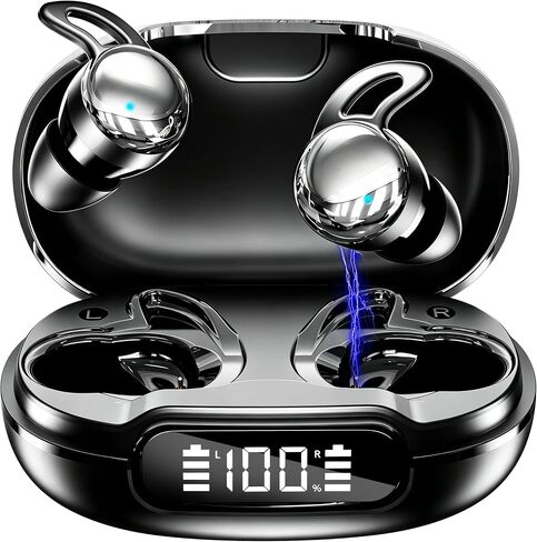 Sleep Earbuds Bluetooth 6.1 - Ultra Comfort Ear Plugs for Sleeping Invisible Sleep Headphones for Side Sleepers, 48H Playtime, Crystal-Clear Calls - Plating Black in Kuwait