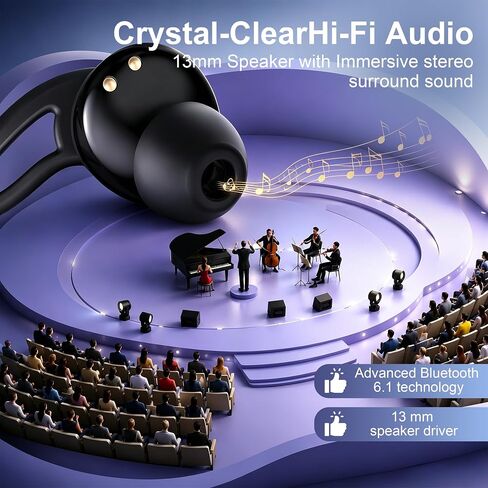 Sleep Earbuds Bluetooth 6.1 - Ultra Comfort Ear Plugs for Sleeping Invisible Sleep Headphones for Side Sleepers, 48H Playtime, Crystal-Clear Calls - Plating Black in Kuwait