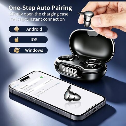 Sleep Earbuds Bluetooth 6.1 - Ultra Comfort Ear Plugs for Sleeping Invisible Sleep Headphones for Side Sleepers, 48H Playtime, Crystal-Clear Calls - Plating Black in Kuwait