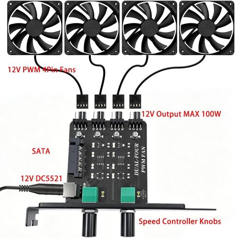 4 Pin 12V PWM PC Fan Speed HUB for 4pcs Fans in Saudi Arabia