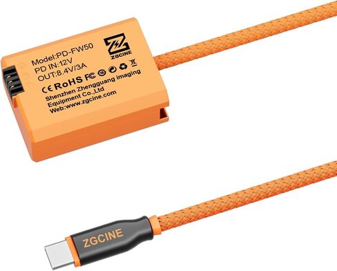 ZGCINE PD USB-C Cable Replacement NP-FW50 Dummy Battery Power Adapter Compatible for Sony A7 A7R A7S A7II A7RII A7SII in Saudi Arabia