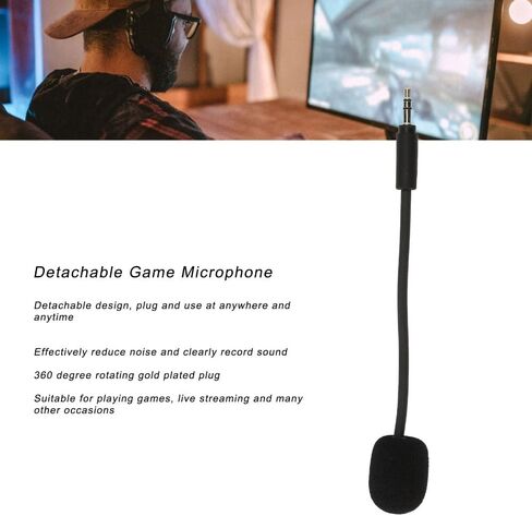 3.5mm Game Headset Microphone 5.91in Noise Cancelling Detachable Bendable Microphone for G735 Video Games Live Streaming in Saudi Arabia