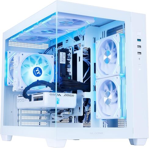 جهاز الكمبيوتر المكتبي للألعاب MLOONG AMD Ryzen 5 5500 GeForce RTX 5060 1 تيرابايت SSD 16 جيجابايت رام 650 وات Win11 واي فاي أبيض in Kuwait