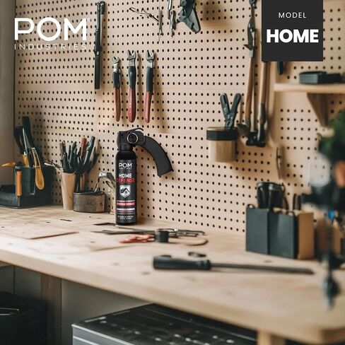 POM Pepper Spray Home Defense Unit, Maximum Strength OC Spray with Pistol Grip Handle and Safety Pin, 25 ft Range, UV Marking Dye, Easy Aim Design, Made in USA in Saudi Arabia
