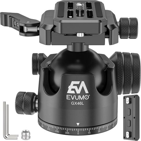 EVUMO GX46L Lever Ball Head for Photography and Shooting, 46mm Low Profile Tripod Ball Head Mount with Arca Swiss Quick Release Plate & Mlok Arca Rail, Compatible with DSLR Camera Camcorder Telescope in Kuwait