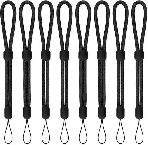 8 Pack Wrist Lanyards, Adjustable Nylon Wrist Straps for GoPro, Camera, Keys, Keychain, Phone, USB Flash Drive, Wallet and ID Badge, Black in Saudi Arabia