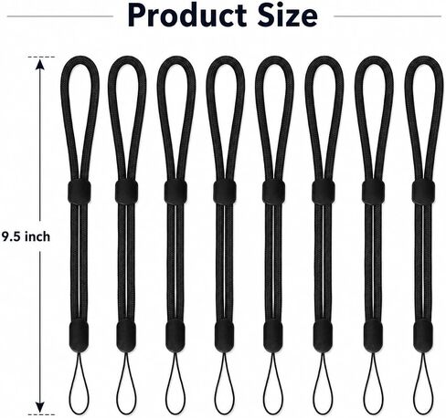 8 Pack Wrist Lanyards, Adjustable Nylon Wrist Straps for GoPro, Camera, Keys, Keychain, Phone, USB Flash Drive, Wallet and ID Badge, Black in Saudi Arabia