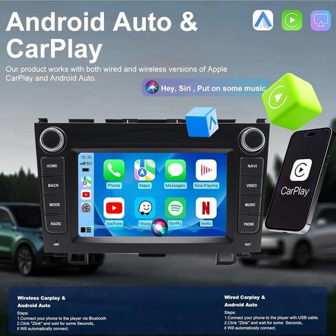 5G WiFi Upgrade Android Car Radio Stereo for Honda CRV 2007 2008 2009 2010 2011, 7 Inch Touch Screen Head Unit with Wireless Apple Carplay Android Auto GPS Navigation FM Bluetooth SWC HD Backup Camera in Saudi Arabia