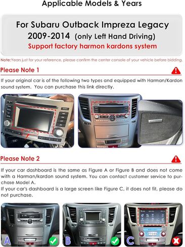 Android 14 Car Stereo for Subaru Outback Impreza Legacy 2009-2014 (with HK), 8 Core 4G+64G GPS Navigation with 9.7 inch Touchscreen via Carplay Android Auto SWC Bluetooth EQ (Model B) in Saudi Arabia