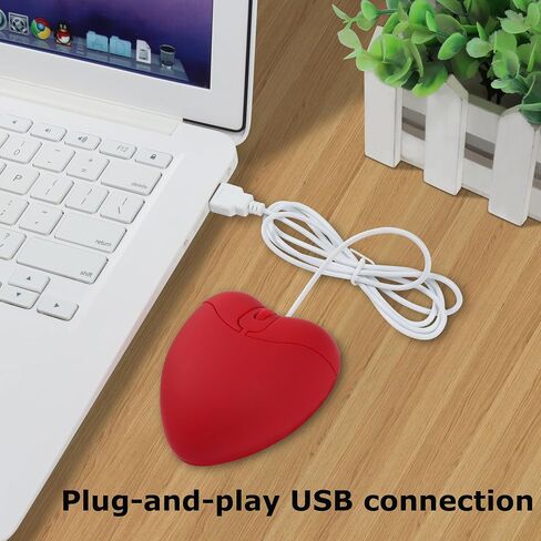 Wired Mouse Cute Red Love Heart Mice, Silent Portable Lightweight USB Girly Optical Corded Mice for Chromebook PC Laptop Mac Computer Desktop Notebook Kids Girl Women Office Work School Travel Gift in Saudi Arabia