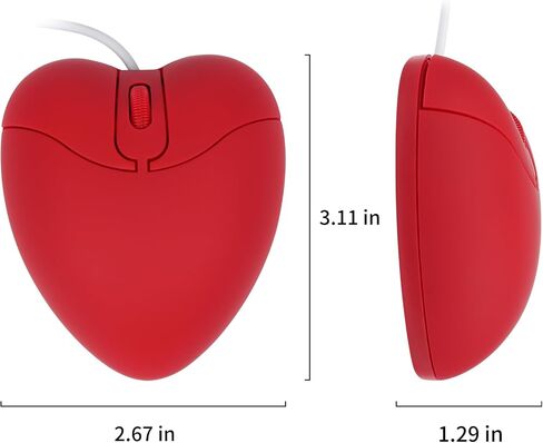 Wired Mouse Cute Red Love Heart Mice, Silent Portable Lightweight USB Girly Optical Corded Mice for Chromebook PC Laptop Mac Computer Desktop Notebook Kids Girl Women Office Work School Travel Gift in Saudi Arabia