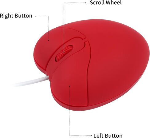 Wired Mouse Cute Red Love Heart Mice, Silent Portable Lightweight USB Girly Optical Corded Mice for Chromebook PC Laptop Mac Computer Desktop Notebook Kids Girl Women Office Work School Travel Gift in Saudi Arabia