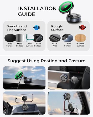 MRGLAS 【Upgraded】 15W for iPhone 18 Pro Max MagSafe Car Mount Phone Charger in Saudi Arabia