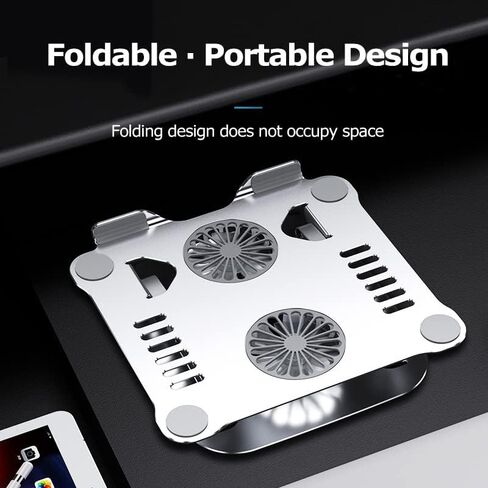 JSEIAJB Aluminum Alloy Lnterface Laptop Stand Fan Radiator Foldable Cooling Base Bracket Mute Notebook Computer in Saudi Arabia