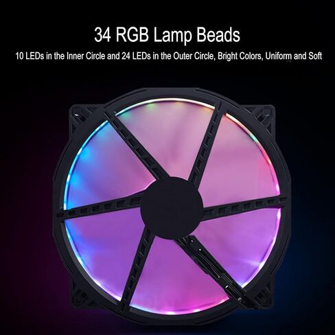 200mm Case Fan with ARGB Lighting, PWM Speed Control & Hydraulic Bearing – Large Airflow, Low Noise PC Cooling Fan for Computer Cases, 4-Pin 5V Compatible in Saudi Arabia