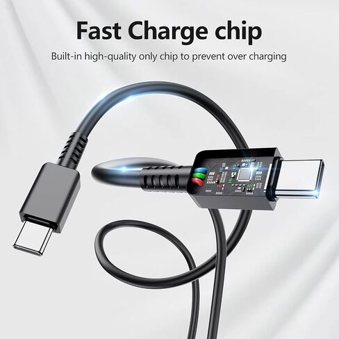 عبوتان لهاتف Samsung Galaxy S23 S22، S21، Note 20 شحن سريع من النوع C، 25 وات USB C شاحن سريع للغاية من النوع C كابل هاتف Android لهاتف Samsung Galaxy S20 Plus Ultra 2 × 6 قدم أسود in Kuwait