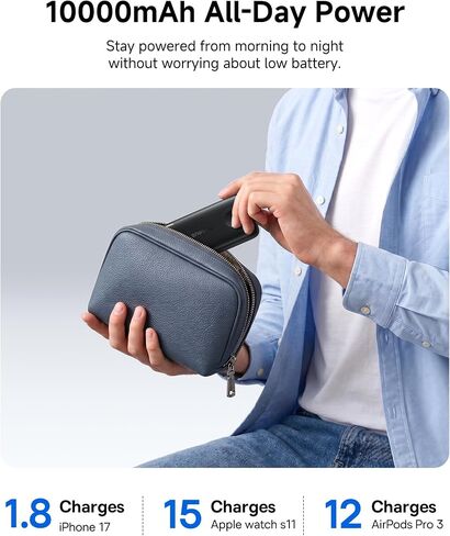 شاحن محمول من Baseus بقدرة 10000 مللي أمبير في الساعة، وبنك طاقة PD بقدرة 45 وات، وكابل USB-C مدمج in Kuwait