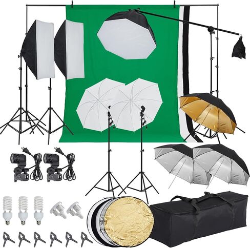Photography Lighting Kit with Backdrops, Professional Softbox Light, Adjustable Stand, Multiple Backgrounds, for Product & Portrait in Saudi Arabia
