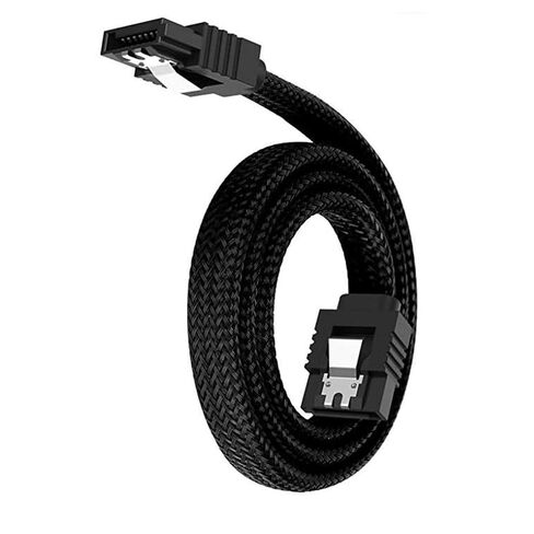 Thin SATAs 3.0 Cable 6Gbps 50cm Nylon Braided for SSD, Black in Saudi Arabia