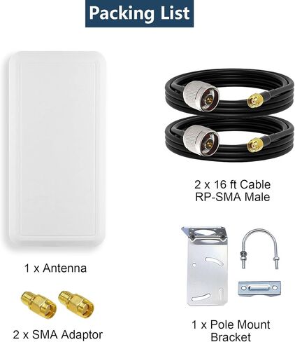 5GHz WiFi External Antenna 15 dBi High-Gain Outdoor Directional WiFi Panel Set for 5.1GHz to 5.8GHz (5150-5850 MHz) with N-Female Connector &16ft Coaxial Cable in Saudi Arabia