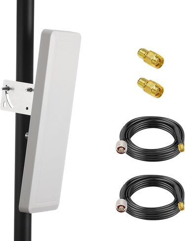 2.4 GHz 2x2 MIMO Flat Panel Antenna Set 15 dBi Long Range Outdoor Directional Antenna Pole Mount with 16ft Extension Cable for Long Range WiFi Reception in Saudi Arabia