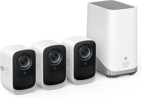 eufy security eufyCam S300(eufyCam 3C)3-Cam Kit, Security Camera Outdoor Wireless, 4K Camera, Expandable Local Storage, Face Recognition AI, Spotlight, Color Night Vision, 2.4GHz Wi-Fi, No Monthly Fee in Saudi Arabia