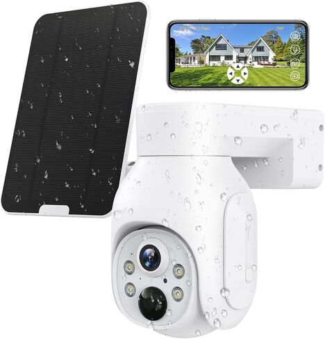 4G LTE Cellular Security Camera Plus Solar Panel & SIM Card(Verizon AT&T T-Mobile),Pan Tilt 360 View 3MP Color Night Vision,PIR Detection,2-Way Audio,IP66 -US Version in Saudi Arabia