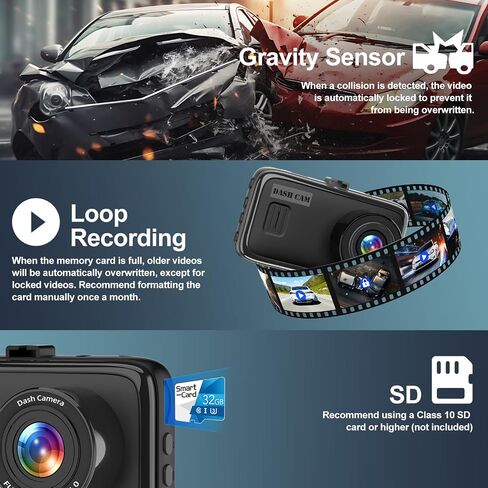 1080P Front Dash Cam, Dashboard Camera Recorder for Cars, NO SD Card in Saudi Arabia