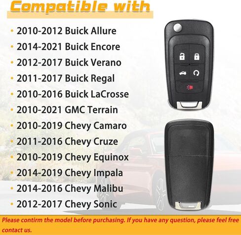 Flip Car Key Fob for 2010-2019 Chevy Camaro Equinox Cruze Impala/2014-2016 Malibu Sonic/2010-2021 GMC Terrain OHT01060512 V2T01060512 2PACK in Saudi Arabia