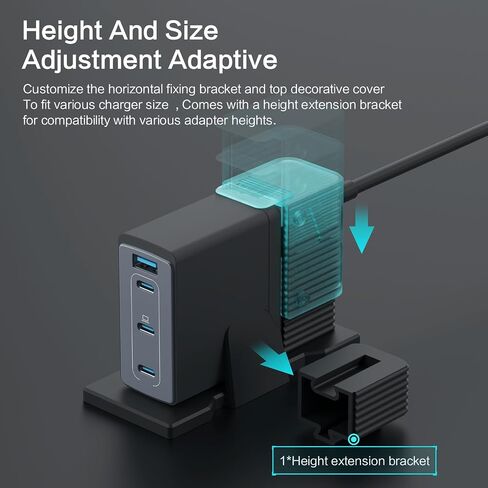 حامل سطح المكتب MOSHOU لشاحن Anker 150W Max USB C، حامل حامل كتلة شاحن GaN قابل للتعديل مع سلك تمديد، حامل تنظيم المكتب متوافق مع (أزرق) in Kuwait