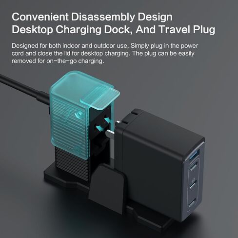 حامل سطح المكتب MOSHOU لشاحن Anker 150W Max USB C، حامل حامل كتلة شاحن GaN قابل للتعديل مع سلك تمديد، حامل تنظيم المكتب متوافق مع (أزرق) in Kuwait