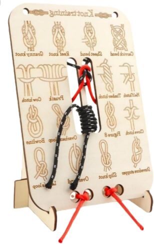 Learning Knot Training Board with Rope, 16 Knots Wooden Knot Training Board for Practicing Rope Knotting, Knot Tying kit for Camping Gear, Outdoor Survival and Rock Climbing Pracatice in Saudi Arabia