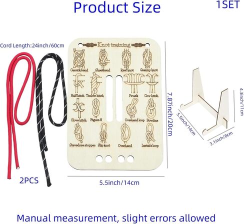 Learning Knot Training Board with Rope, 16 Knots Wooden Knot Training Board for Practicing Rope Knotting, Knot Tying kit for Camping Gear, Outdoor Survival and Rock Climbing Pracatice in Saudi Arabia
