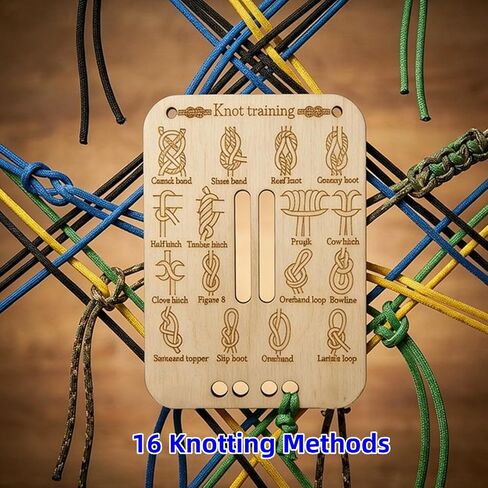 Learning Knot Training Board with Rope, 16 Knots Wooden Knot Training Board for Practicing Rope Knotting, Knot Tying kit for Camping Gear, Outdoor Survival and Rock Climbing Pracatice in Saudi Arabia