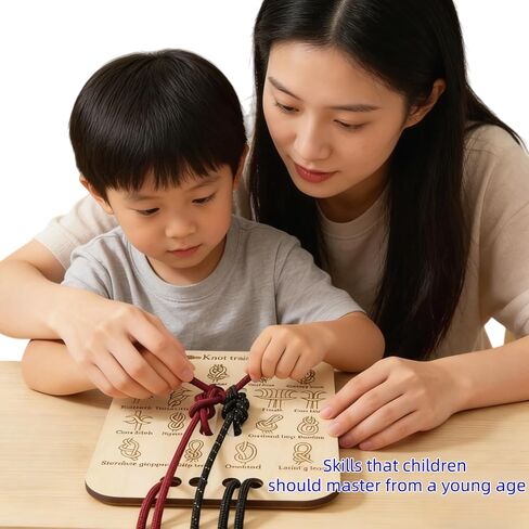 Learning Knot Training Board with Rope, 16 Knots Wooden Knot Training Board for Practicing Rope Knotting, Knot Tying kit for Camping Gear, Outdoor Survival and Rock Climbing Pracatice in Saudi Arabia