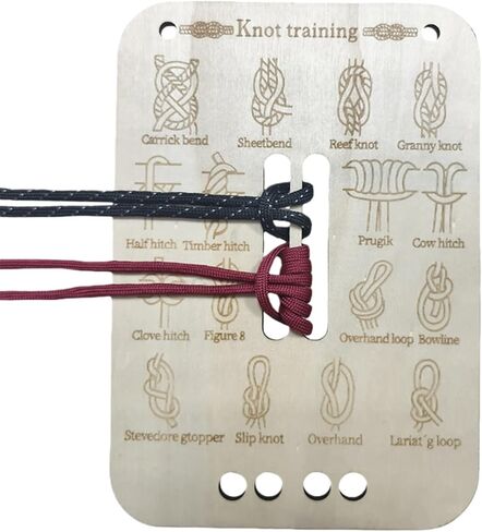 Learning Knot Training Board with Rope, 16 Knots Wooden Knot Training Board for Practicing Rope Knotting, Knot Tying kit for Camping Gear, Outdoor Survival and Rock Climbing Pracatice in Saudi Arabia