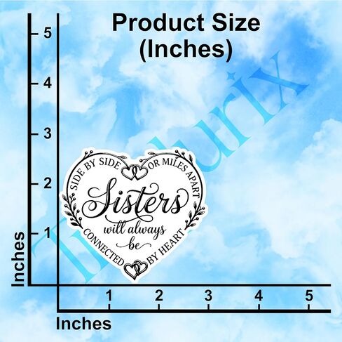 (3Pcs) Side By Side Or Miles Apart Sisters Will Always Be Connected By Heart Sticker Best Sisters Heart Appreciation Stickers Waterproof Vinyl Decal For Phone Mug Water Bottle Laptop Size 3x2.7 Inches in Kuwait