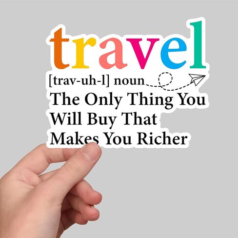 (3Pcs) Travel Definition The Only Thing You Will Buy that Makes You Richer Sticker Funny Travel Colorful Stickers Humorous Decorative Waterproof Vinyl Decal for Mug Tumbler Laptop Size 3x2.4 Inches in Kuwait