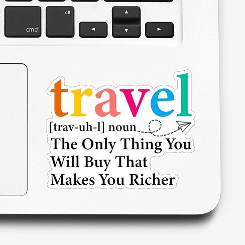 (3Pcs) Travel Definition The Only Thing You Will Buy that Makes You Richer Sticker Funny Travel Colorful Stickers Humorous Decorative Waterproof Vinyl Decal for Mug Tumbler Laptop Size 3x2.4 Inches in Kuwait
