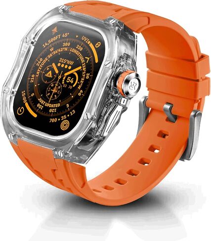 Rugged Case with Band for Apple Watch, Translucent Heavy Duty Case with Military Sport Strap for Men, Tactical Grade Shockproof Bumper Cover for iWatch in Saudi Arabia