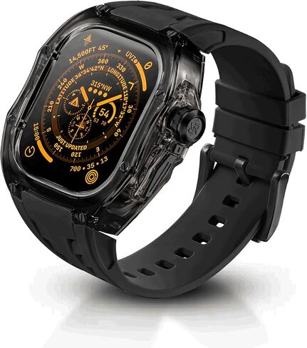 Rugged Case with Band for Apple Watch, Translucent Heavy Duty Case with Military Sport Strap for Men, Tactical Grade Shockproof Bumper Cover for iWatch in Kuwait