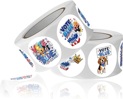 Vote Blue Stickers Roll 500Pcs - 8 Design Voting Stickers 1.5 Inch I Voted Blue No Matter Who Democratic Your Support Patriotic Tags Easy Stick & Removeable for Election Campaigns Voting Supplies in Saudi Arabia