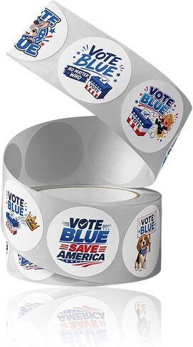 Vote Blue Stickers Roll 500Pcs - 8 Design Voting Stickers 1.5 Inch I Voted Blue No Matter Who Democratic Your Support Patriotic Tags Easy Stick & Removeable for Election Campaigns Voting Supplies in Saudi Arabia