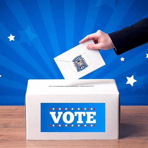 Vote Blue Stickers Roll 500Pcs - 8 Design Voting Stickers 1.5 Inch I Voted Blue No Matter Who Democratic Your Support Patriotic Tags Easy Stick & Removeable for Election Campaigns Voting Supplies in Saudi Arabia