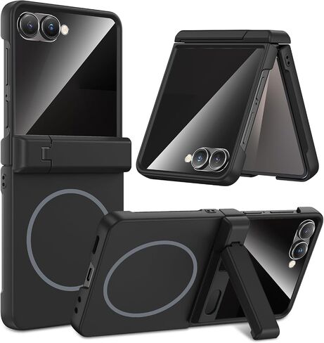 جراب Maxdara لهاتف Galaxy Z Flip 7 مع مسند، أسود in Kuwait