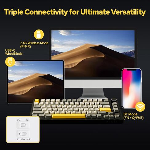 EPOMAKER Ajazz AK820 Pro 75% Wireless Mechanical Keyboard with TFT Smart Display&Knob+NEX Lite Wireless Gaming Mouse w/Screens & RGB Charging Dock in Saudi Arabia