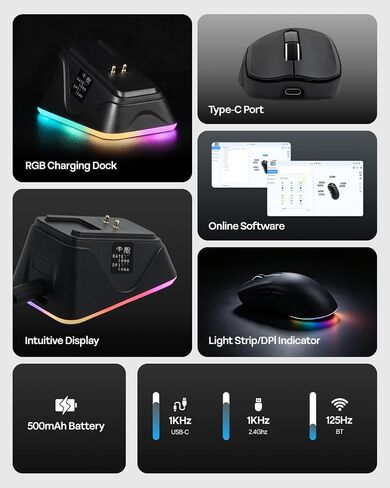 EPOMAKER Ajazz AK820 Pro 75% Wireless Mechanical Keyboard with TFT Smart Display&Knob+NEX Lite Wireless Gaming Mouse w/Screens & RGB Charging Dock in Saudi Arabia