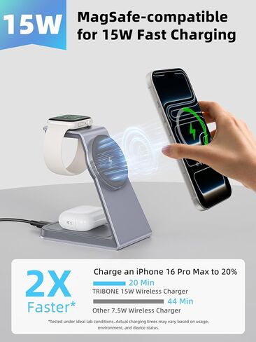 TRIBONE 15W 3-in-1 MagSafe Wireless Charging Station for iPhone in Saudi Arabia